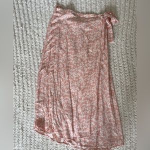 pink and white flower wrap skirt